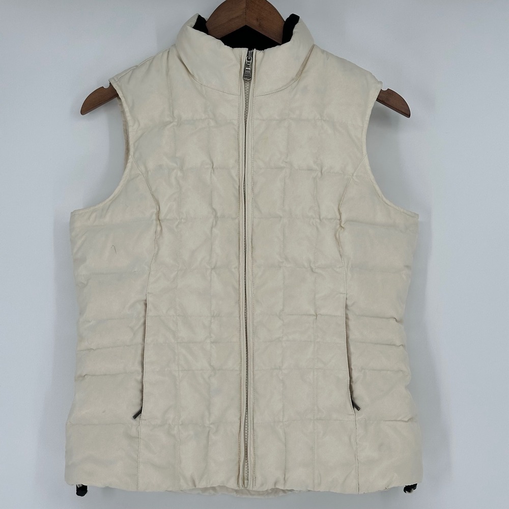 Cream Goose Down‎ Quilted Puffer Vest Alpine Small Eddie Bauer Women READ